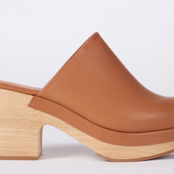 Rachel Comey Bose Clog Size 9 Cognac Leather Wood Platform - Picture 2 of 14